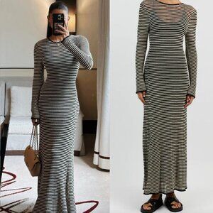 Dissh Nate dress long sleeve xs small black white striped